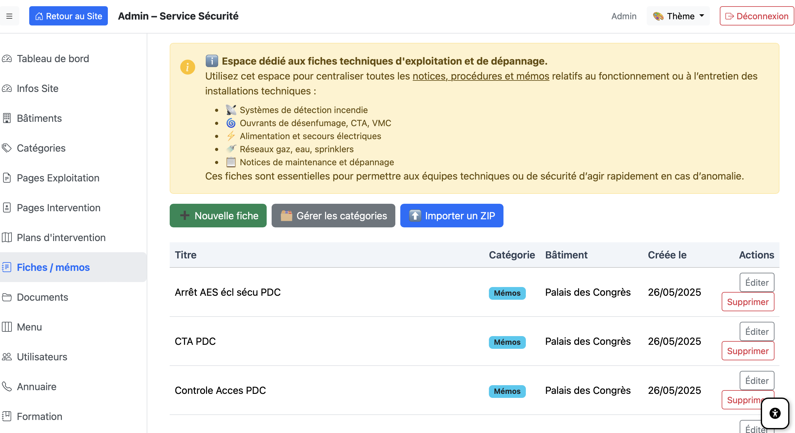 Fiches sécurité