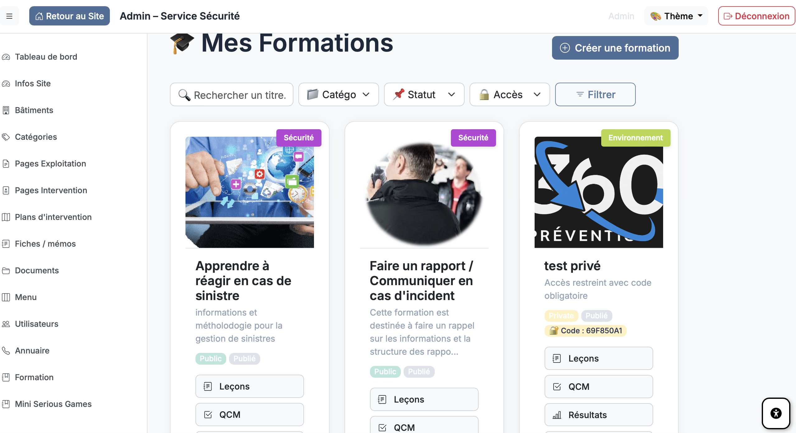 Formation sécurité