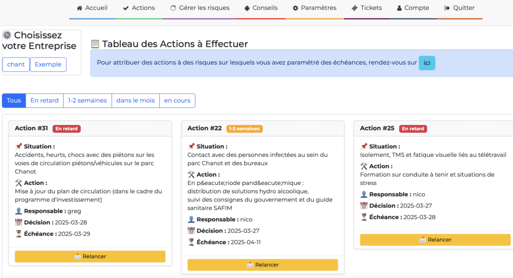 Suivi des relances